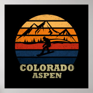 Poster Aspen Colorado snowboardeur vintage