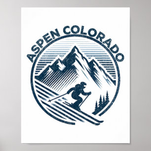 Poster Aspen Colorado Station de ski d'hiver Ski d'hiver