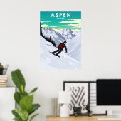 Poster Aspen Skiing Travel Illustration (Bureau à domicile)