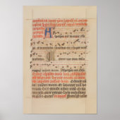 Poster Asperges me Gregoriant Chant Manuscrit médiéval (Devant)