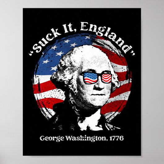 Poster Aspire Angleterre Drôle George Washington Drapeau  (Devant)