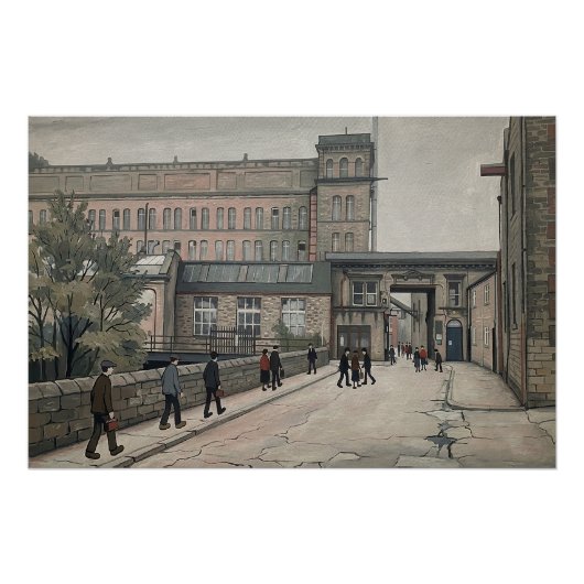 Poster Asquith Bottom Mills Sowerby Bridge dans le style (Devant)