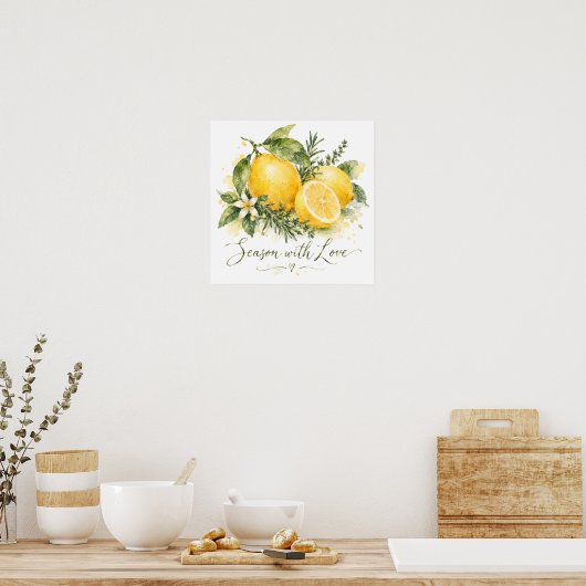 Poster Assaisonner avec Amour (Cuisine)