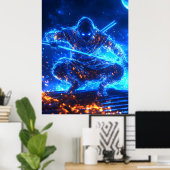 Poster Assassin de l'ombre du néon - Cyberpunk Ninja dans (Bureau à domicile)