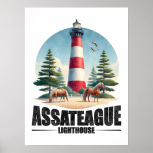 Poster Assateague Lighthouse Vintage