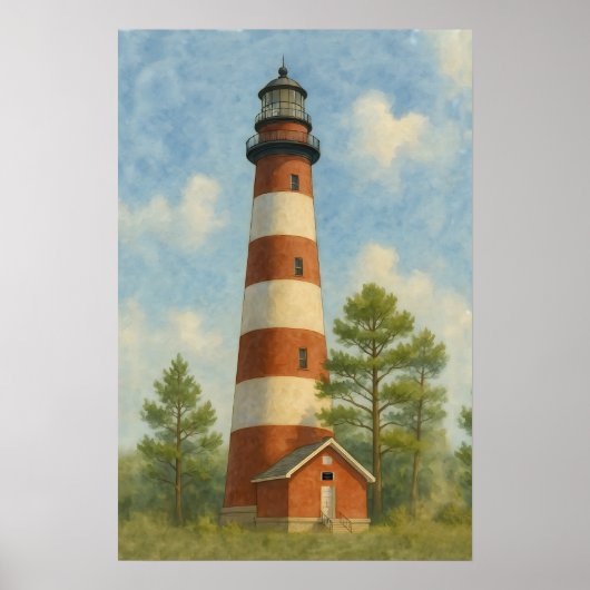 Poster Assateague Lighthouse Watercolor (Devant)