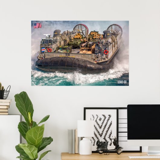 POSTER ASSAUT DE PLAGE - LCAC-58 (Bureau à domicile)