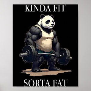 Poster Assez en forme un peu gros Gym Panda musculation W