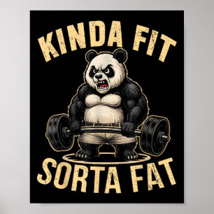Poster Assez en forme un peu gros - Panda de gym drôle d'