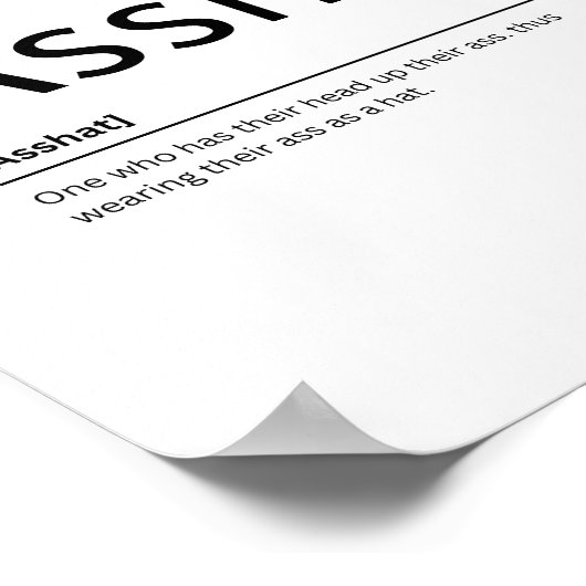 Poster Asshat Dictionary Definition Drôle Citation d'art (Coin)