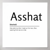 Poster Asshat Dictionary Definition Drôle Citation d'art (Devant)
