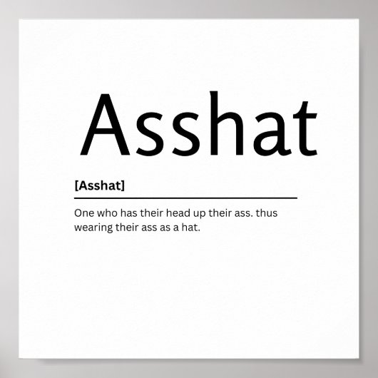 Poster Asshat Dictionary Definition Drôle Citation d'art  (Devant)