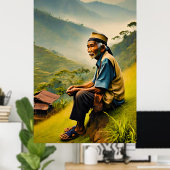 Poster Assis dans la sérénité (Bureau à domicile)