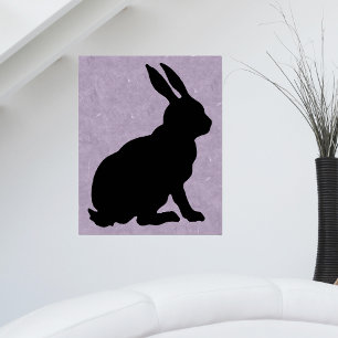Poster Assis noir Rabbit Silhouette Tall ears Violet