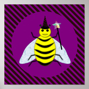 Poster Assistant Abeille magique d'Halloween Purple et ba