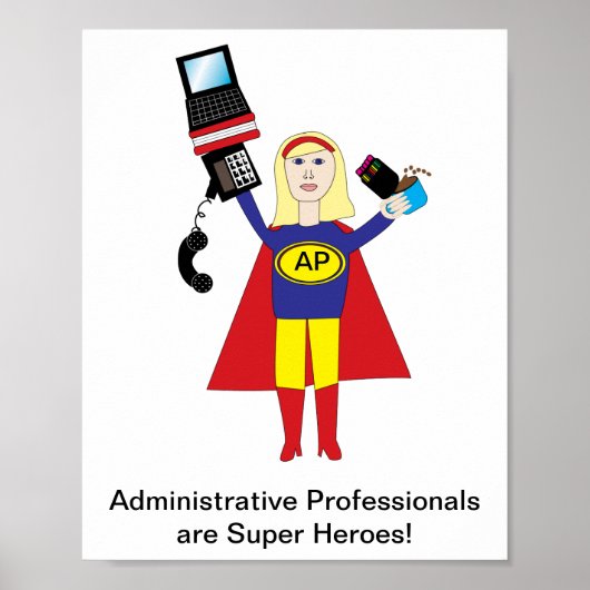 Poster Assistant administratif Blonde Hero Personnaliser (Devant)