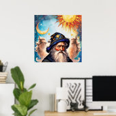 Poster Assistant céleste Soleil et lune (Bureau à domicile)