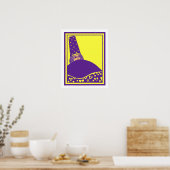 Poster Assistant, dessin vectoriel en jaune et violet (Cuisine)