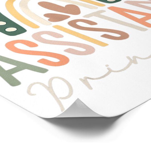 Poster Assistant Principal Rainbow Funny Titre de l'emplo (Coin)