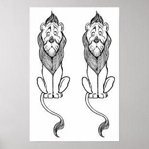 Poster Assistant vintage d'Oz, Lion Cowardly