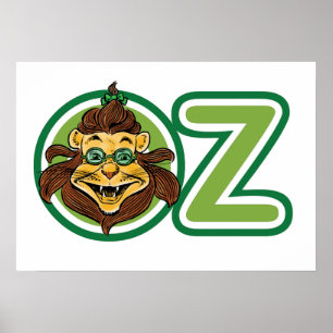 Poster Assistant vintage d'Oz, Lion dans la Lettre O