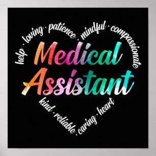 Poster Assistante Médicale Nuage de mots de coeur