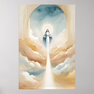 Poster Assomption de Marie Aquarelle Minimaliste Chrétien