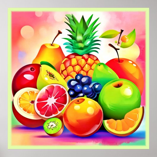 Poster Assortiment de fruits tropicaux (Devant)