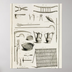 Poster Assortment of gardening tools, from the 'Encyclope