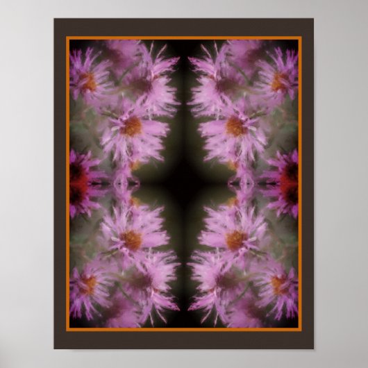 Poster Asters rose sauvage Art Vintage (Devant)