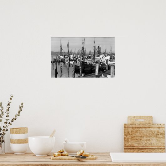 Poster Astoria, Oregon Waterfront Vue de la flotte de pêc (Cuisine)