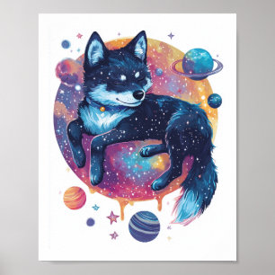 Poster Astral Akita - Chien de l'Espace Cosmique