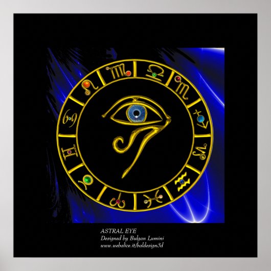 Poster ASTRAL HORUS OEIL / BLUE TALISMAN Zodiac Chart (Devant)