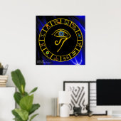 Poster ASTRAL HORUS OEIL / BLUE TALISMAN Zodiac Chart (Bureau à domicile)