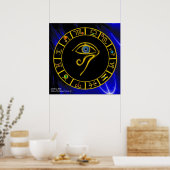 Poster ASTRAL HORUS OEIL / BLUE TALISMAN Zodiac Chart (Cuisine)