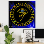Poster ASTRAL HORUS OEIL / BLUE TALISMAN Zodiac Chart (Bureau à domicile)