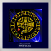 Poster ASTRAL LABYRINTH GOLD ZODIAC CHART Astrologie (Devant)