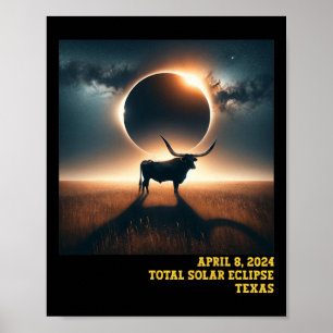 Poster Astro commémoratif Texas Total Solar Eclipse 2024