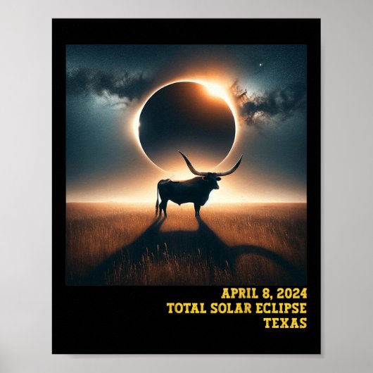 Poster Astro commémoratif Texas Total Solar Eclipse 2024 (Devant)