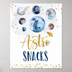 Poster Astro Snacks Galaxy Blue Gold Space Anniversaire