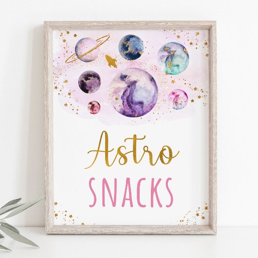 Poster Astro Snacks Pink Gold Space Anniversaire