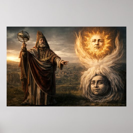 Poster Astrologie de Soleil, Lune, Hermès Trismégiste (Devant)