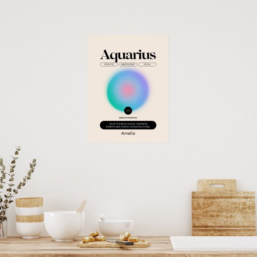 Poster Astrologie SIGNE Zodiaque Aquarius (Cuisine)