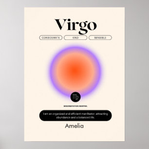 Poster Astrologie SIGNE Zodiaque Virgo Anniversaire Saiso