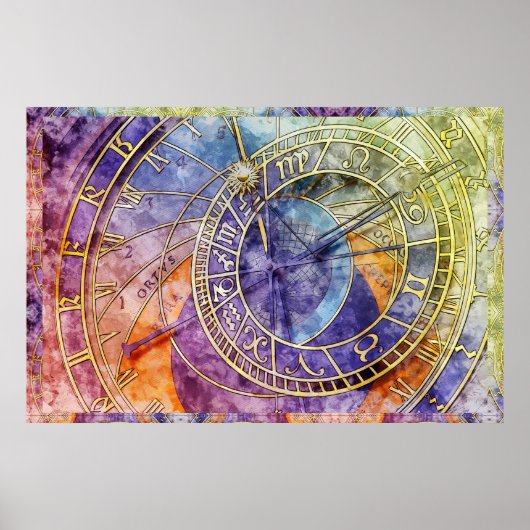 Poster Astrologie temps colorée Abstraite (Devant)