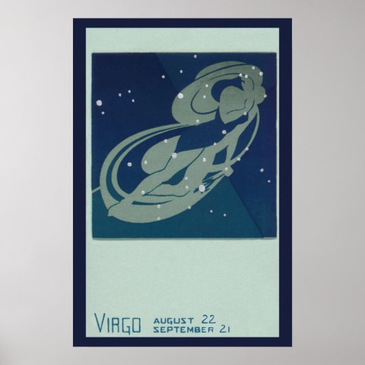 Poster Astrologie Vintage Zodiaque, Constellation de la V (Devant)