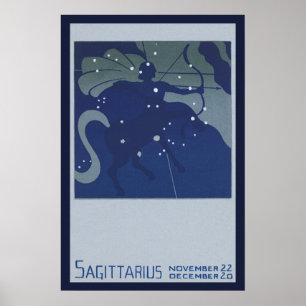 Poster Astrologie Vintage Zodiaque Constellation du Sagit