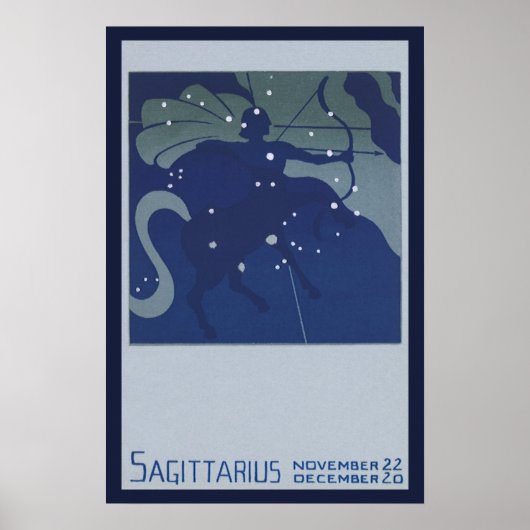 Poster Astrologie Vintage Zodiaque Constellation du Sagit (Devant)