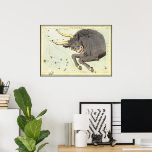 Poster Astrologie Vintage Zodiaque Taureau Constellation