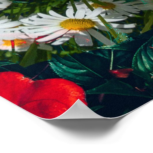 Poster Astronaunt en Fleurs rouges et blanches (Coin)